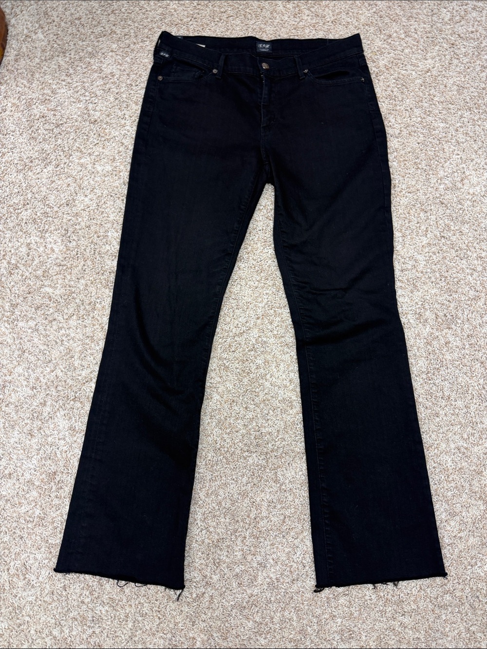 Citizens of Humanity Avery Bootcut Jeans Made USA Black Raw Hem
